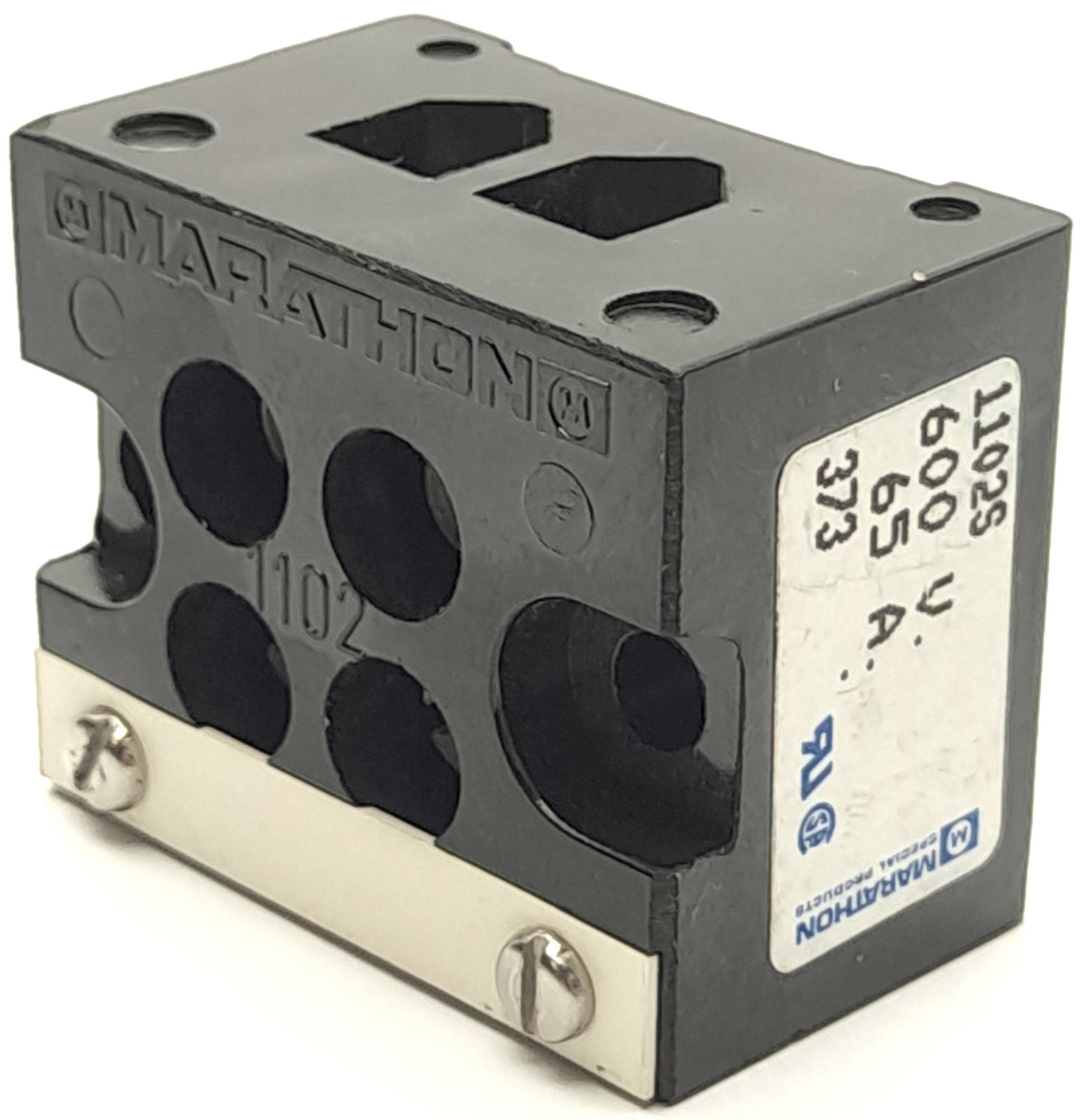 Used Lot of 2 Marathon 1102S Panel Mount Barrier Terminal Block, 65A, 600V, 6AWG Max