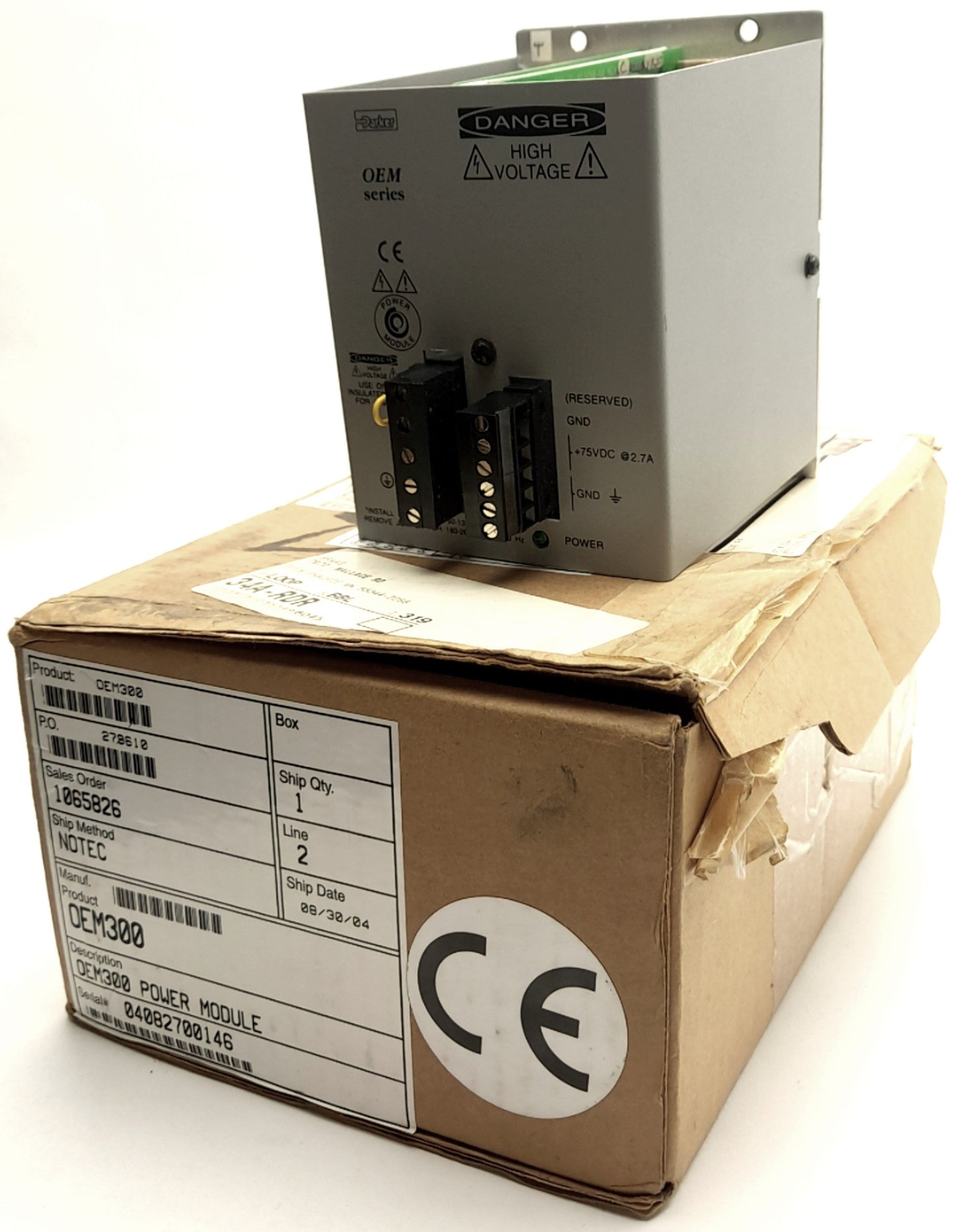 Used Parker Compumotor Power Module, Out: 75VDC OEM300, In: 90-132/180-265VAC