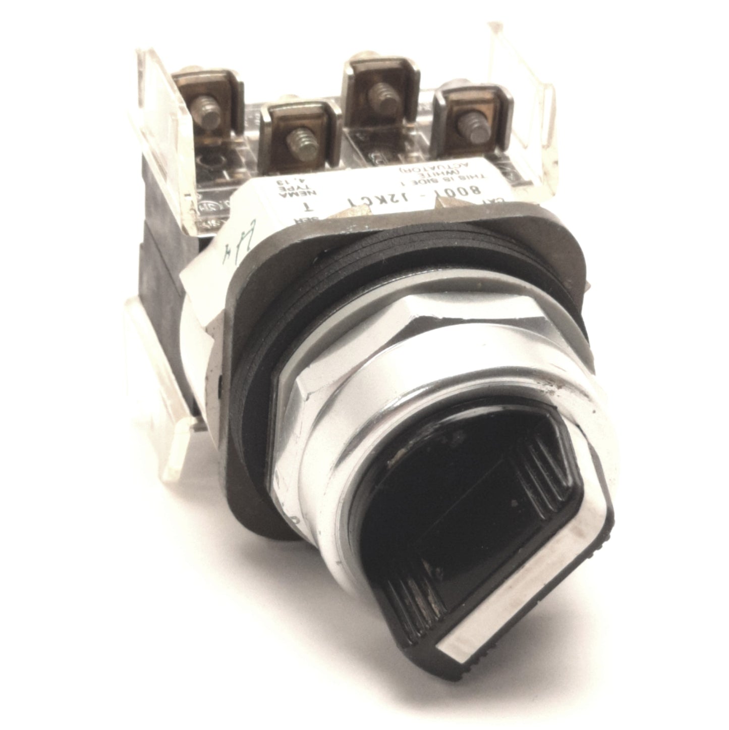 Used Allen Bradley 800T-J2KC1 T Selector Switch w/ x2 800T-XA D Contacts, 2NO/2NC