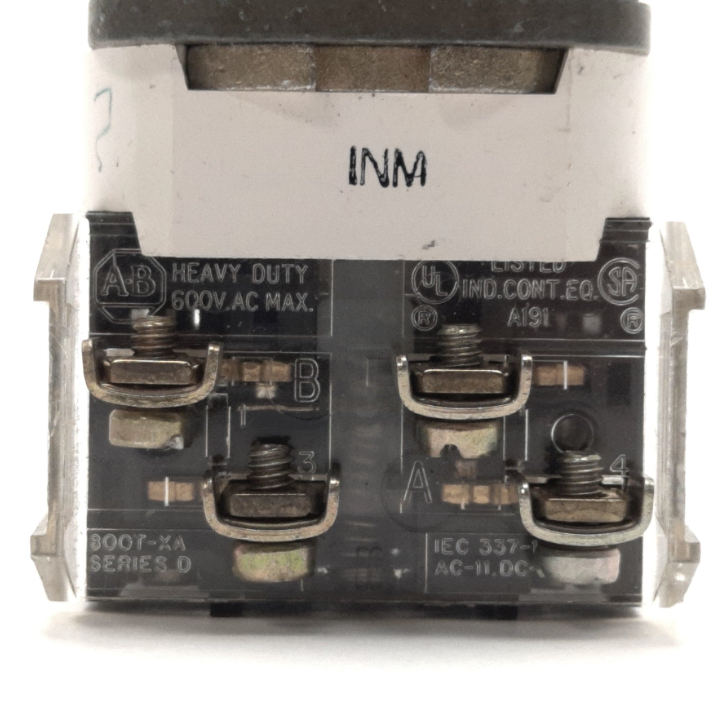 Used Allen Bradley 800T-J2KC1 T Selector Switch w/ x2 800T-XA D Contacts, 2NO/2NC