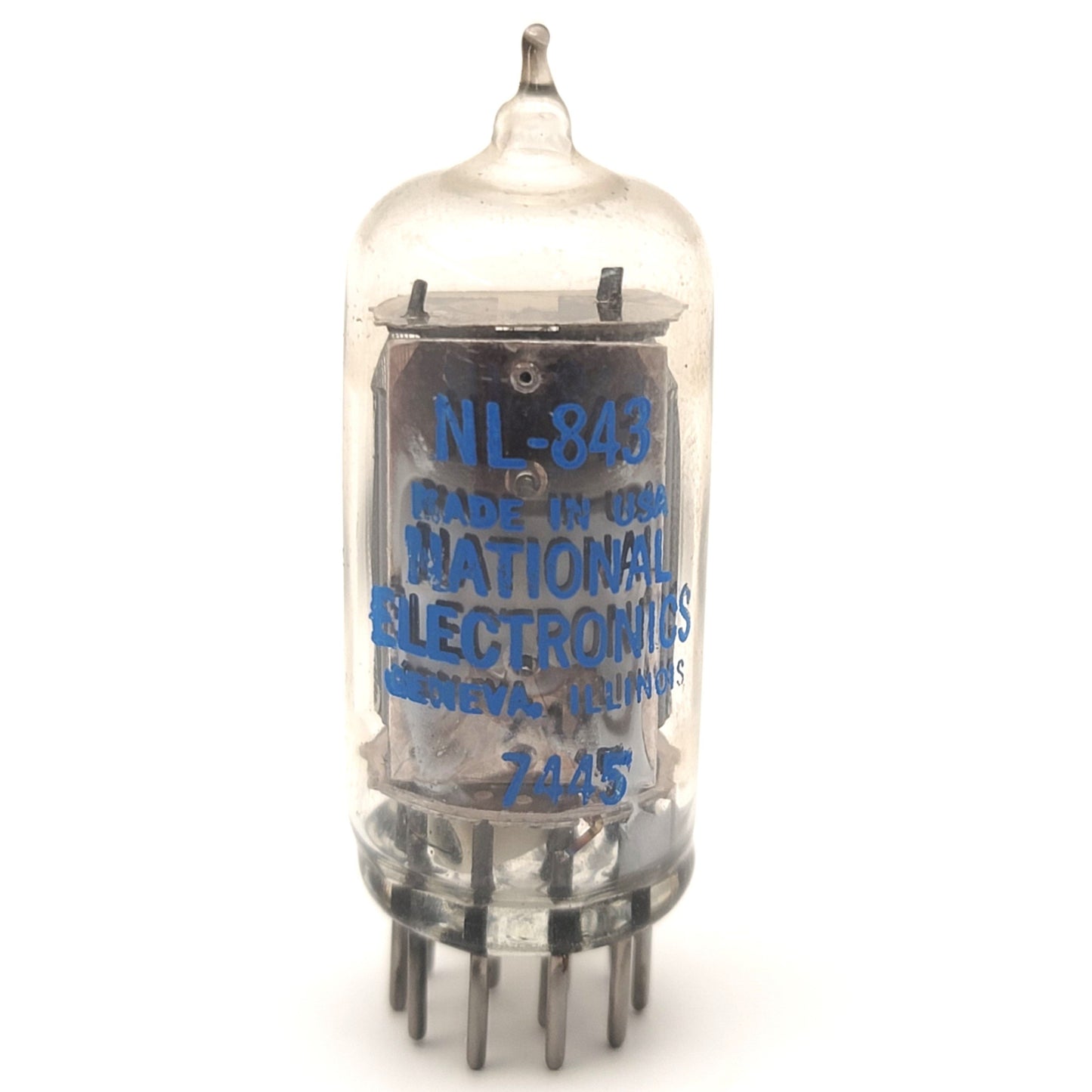 Used National Electronics NL-843 2 Character Nixie Tube + - 15.5mm Height RTS-14 Base