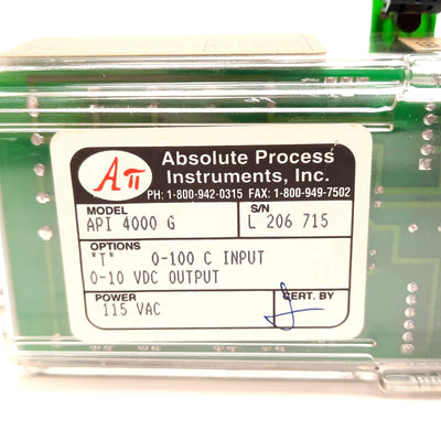 Used API 4000 G Temperature Isolator & Transmitter, TC/RTD to ñ10VDC or 0-20mA 230VAC