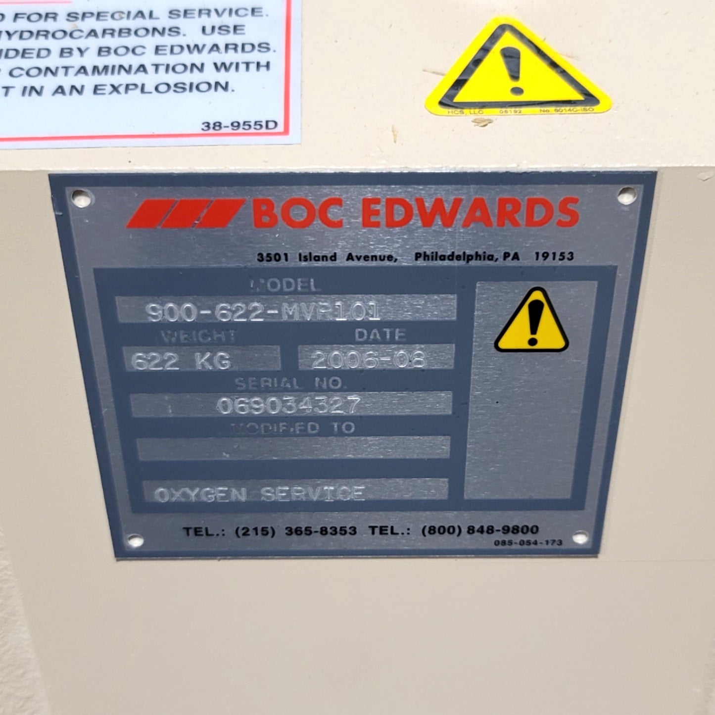 New BOC Edwards Stokes 900-622-MVR101 Booster Pump For Oxygen Service 3840CFM