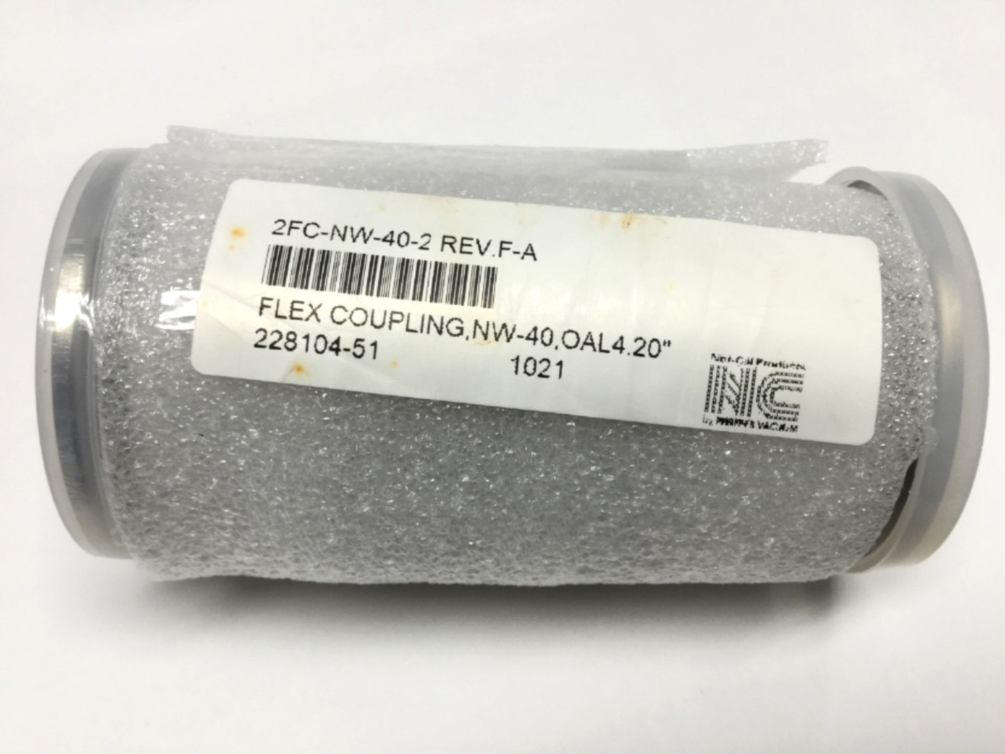 New – Open box Nor-Cal 2FC-NW-40-2 Flexible Bellow Coupling Vacuum Fitting DN 40 ISO-KF, 4.2" L