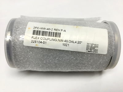 New – Open box Nor-Cal 2FC-NW-40-2 Flexible Bellow Coupling Vacuum Fitting DN 40 ISO-KF, 4.2" L