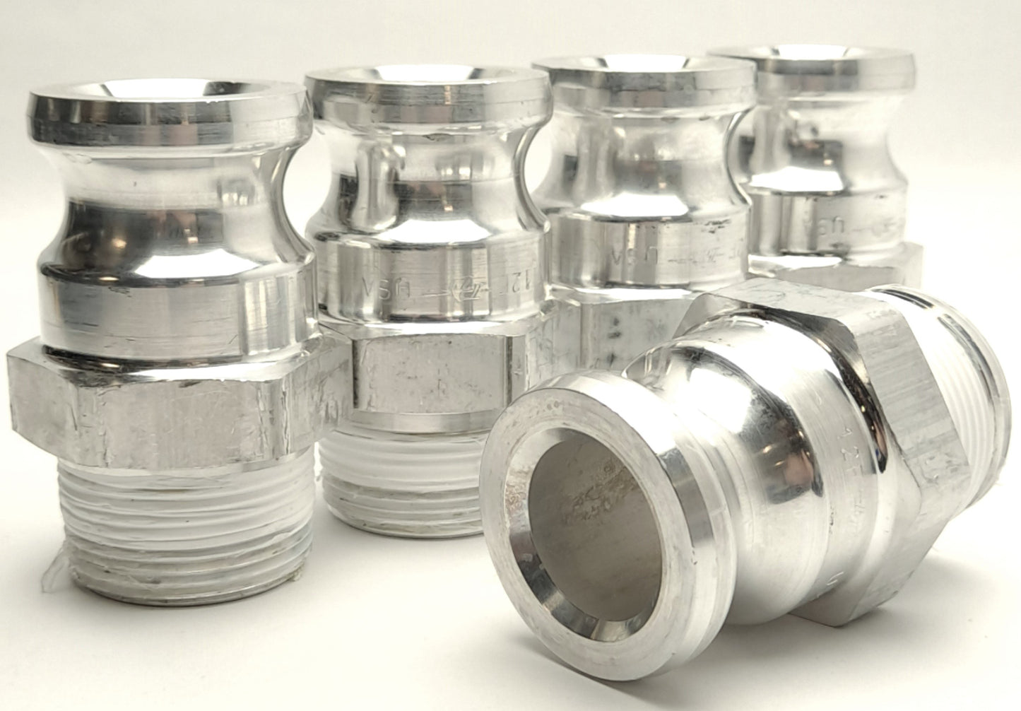 Used Lot of 5 PT Coupling 1000612 Cam & Groove Aluminum Part F Adapter, 1-1/4" MNPT