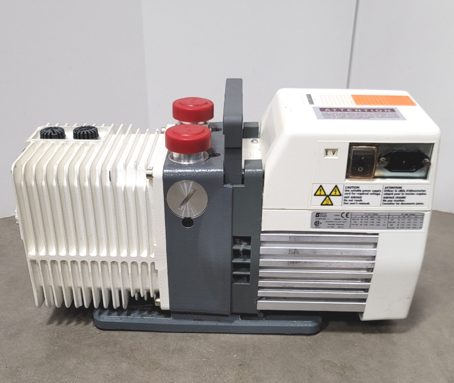 Used Alcatel Pascal 2005 SD Dual Stage Rotary Vane Vacuum Pump 115/220VAC 1-Phase