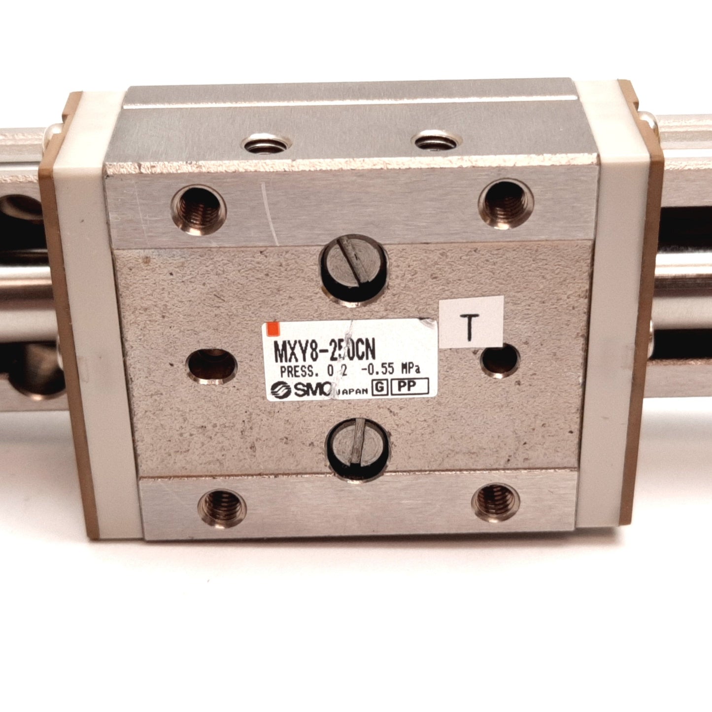 Used SMC MXY8-250CN Air Slide Table, Bore: 8mm, Stroke: 250mm, 0.2-0.55MPa, M5x0.8