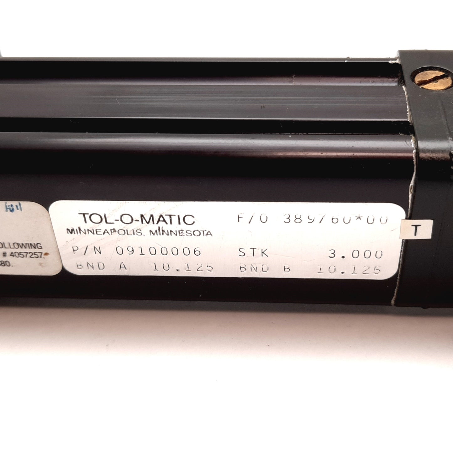Used Tolomatic 09100006 Linear Actuator, Stroke: 3", Stage: 4.5" x 1.3", 1/8" NPT