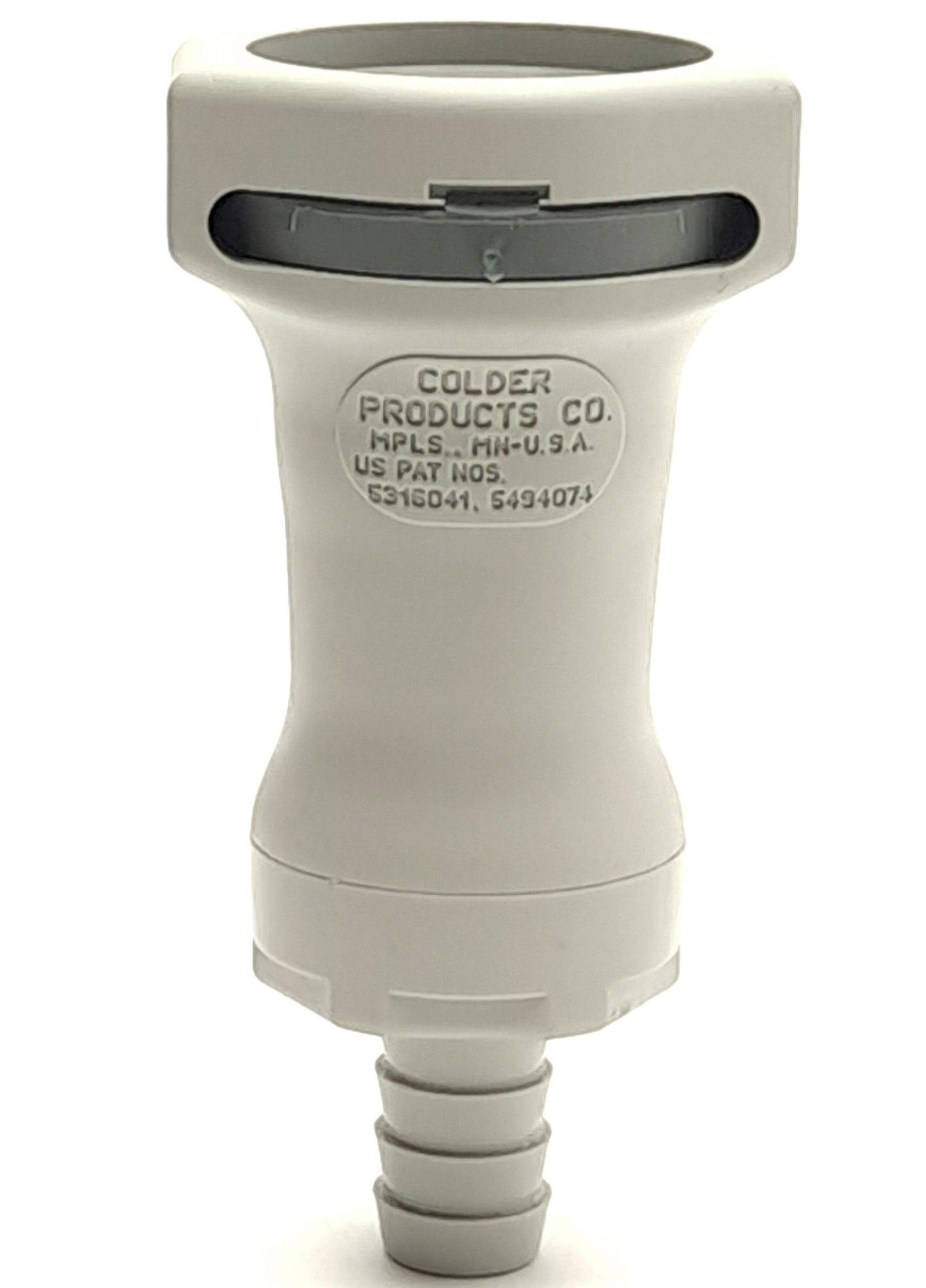 New – Open box CPC HFCD17612 3/8 Hose Barb Valved In-Line Coupling Body, Free Floating, 60psi