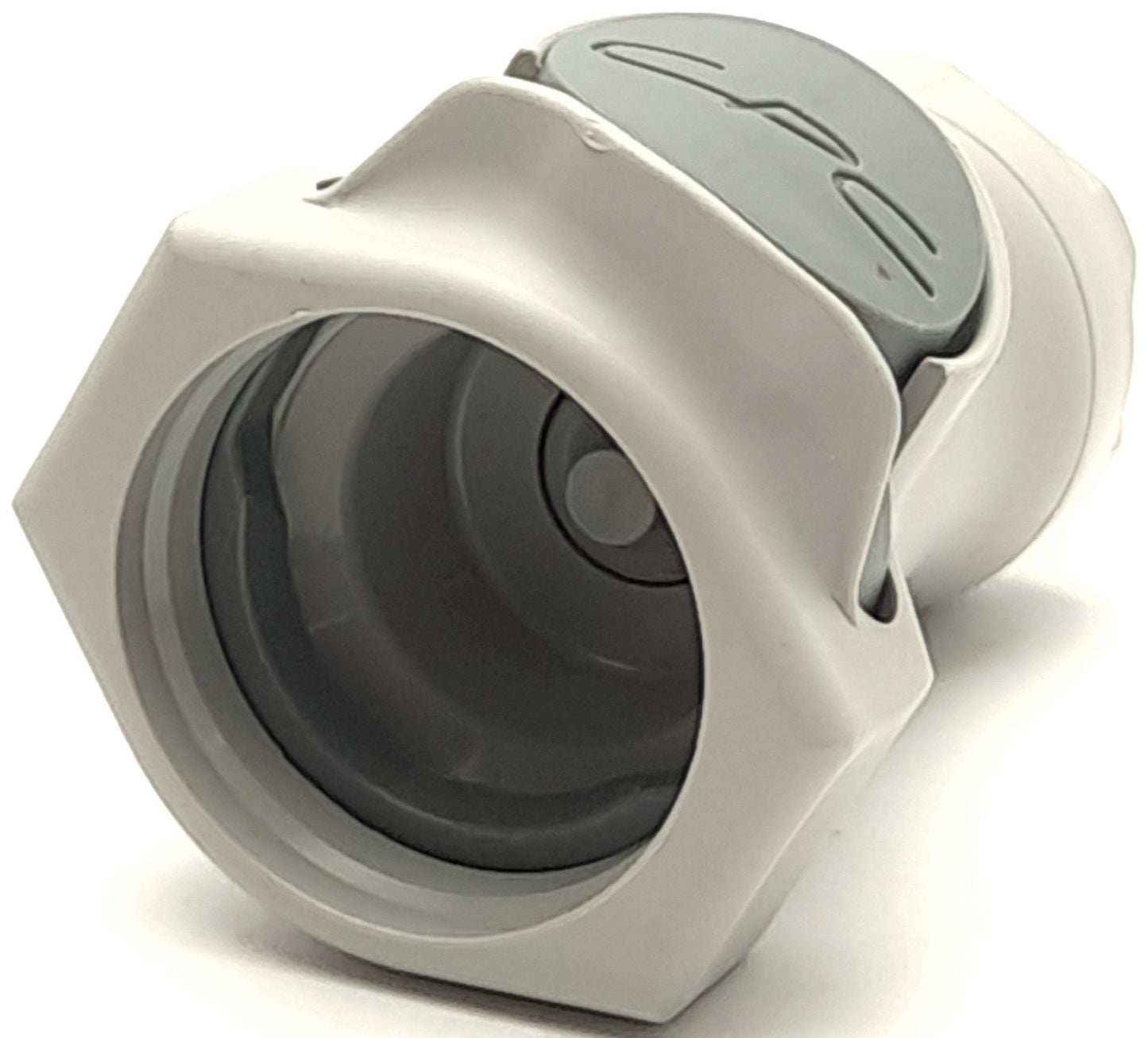 New – Open box CPC HFCD17612 3/8 Hose Barb Valved In-Line Coupling Body, Free Floating, 60psi