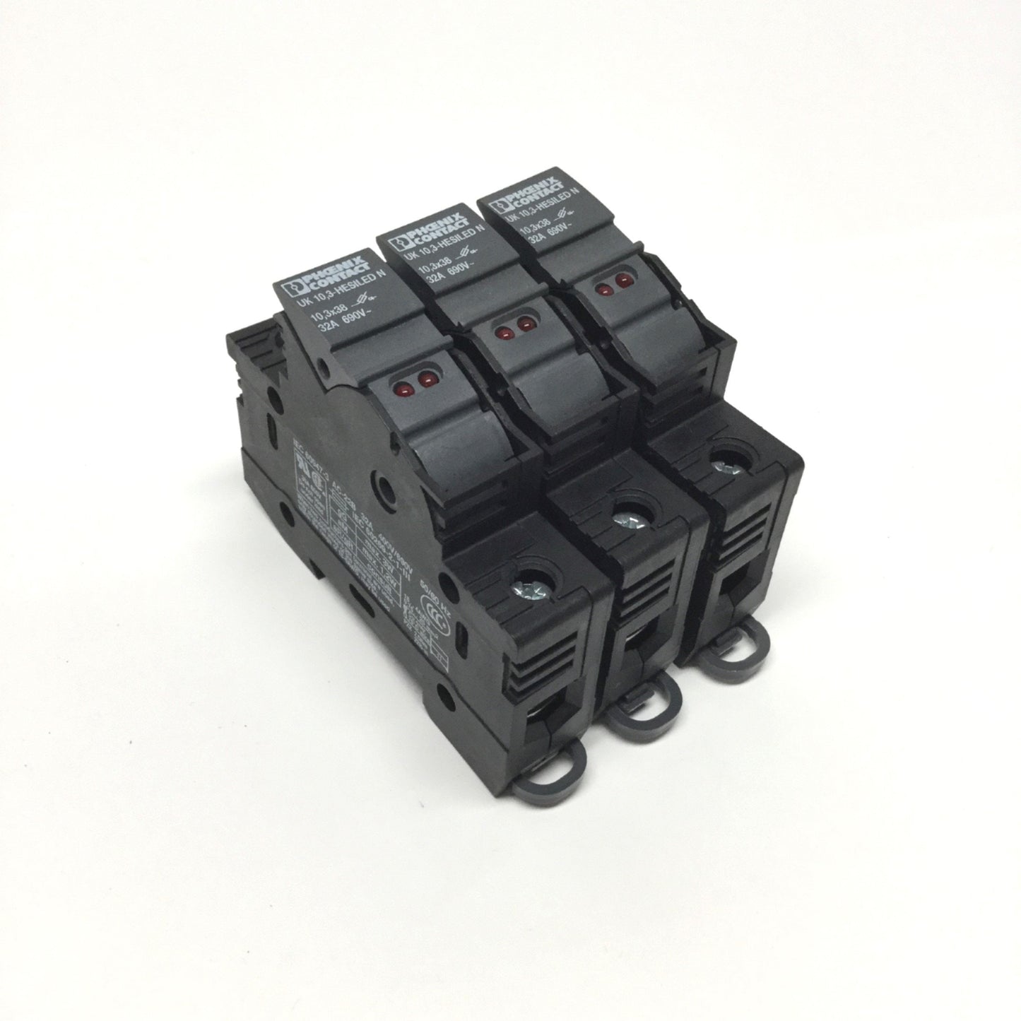 New – Open box Lot of 3 Phoenix UK 10,3-HESI LED Fuse Terminal Blocks 600VAC 32A 10.3x38mm