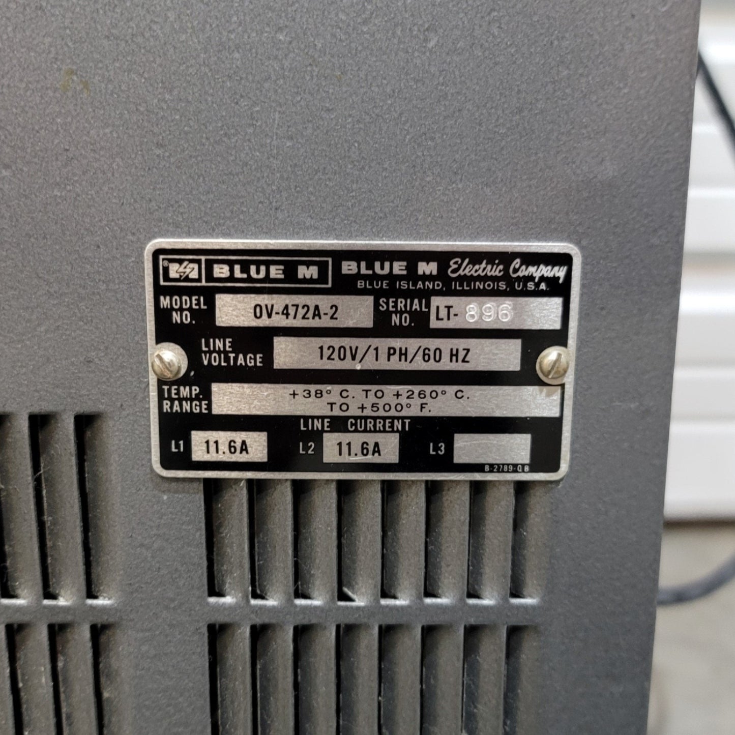 Used Blue M 0V-472A-2 Stabil-Therm Benchtop Utility Oven 1000W 120VAC 11.6A 100-500°F