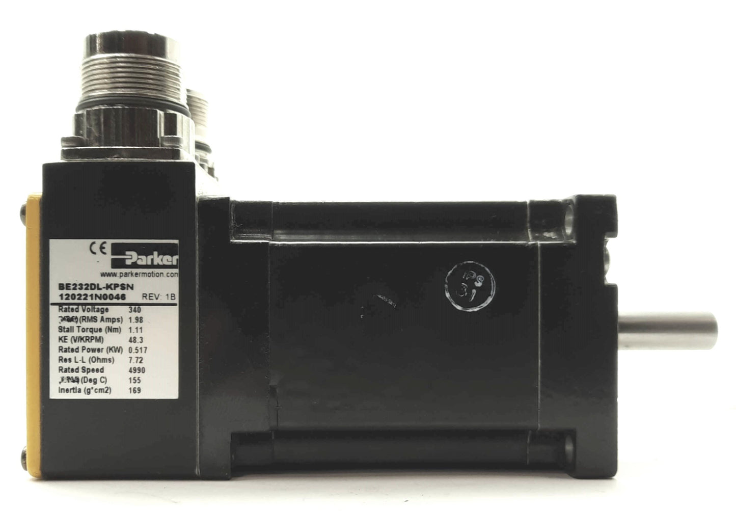 Used Parker BE232DL-KPSN Servo Motor, 1.11Nm Torque, 340V 1.98A, 3/8" Shaft, NEMA23