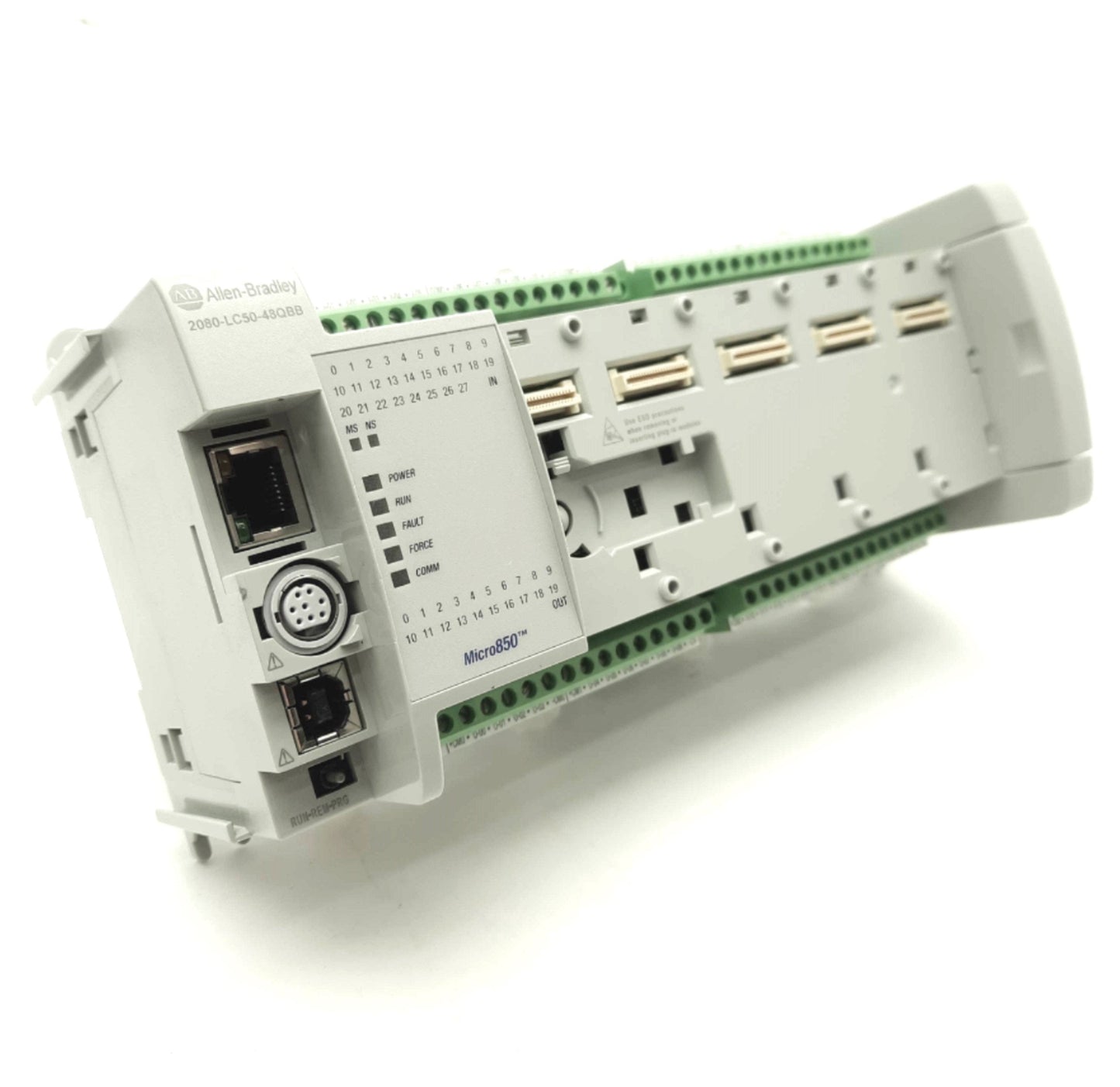 Used Allen Bradley 2080-LC50-48QBB Micro850 PLC, 5-Slot, 48x I/O, Ethernet/IP, 24VDC