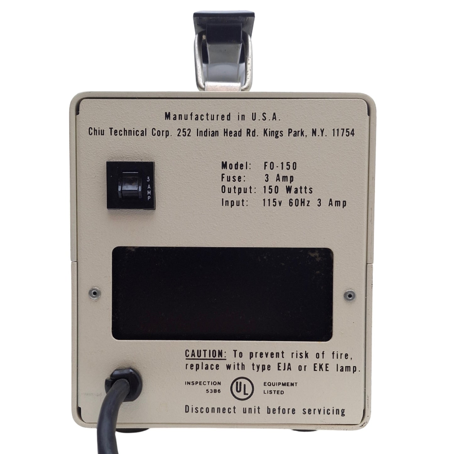 Used Chiu Technical Corporation F0-150 Lumina, Optic Light Source, 150W, 115VAC 3A