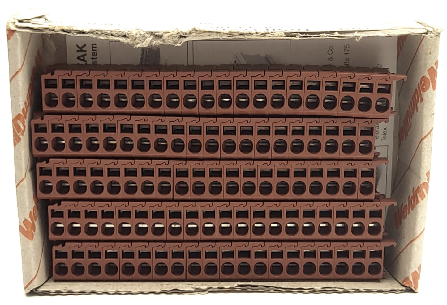 Used Lot of 100 Weidmuller ZVL 1.5 BR, 1650370000 Terminal Block Distribution Plugs