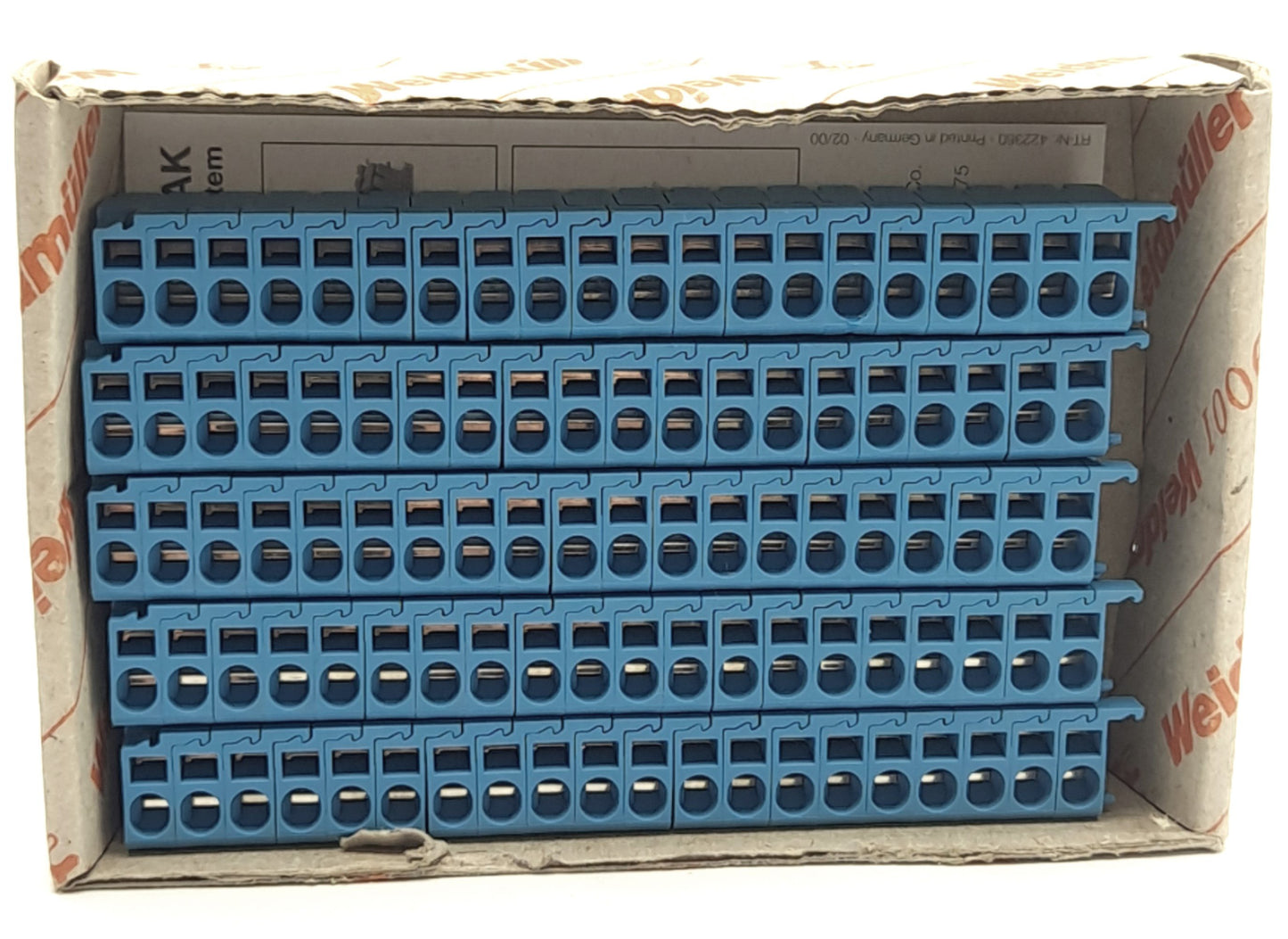 Used Lot of 100 Weidmuller ZVL 1.5 BL, 1650360000 Terminal Block Distribution Plugs