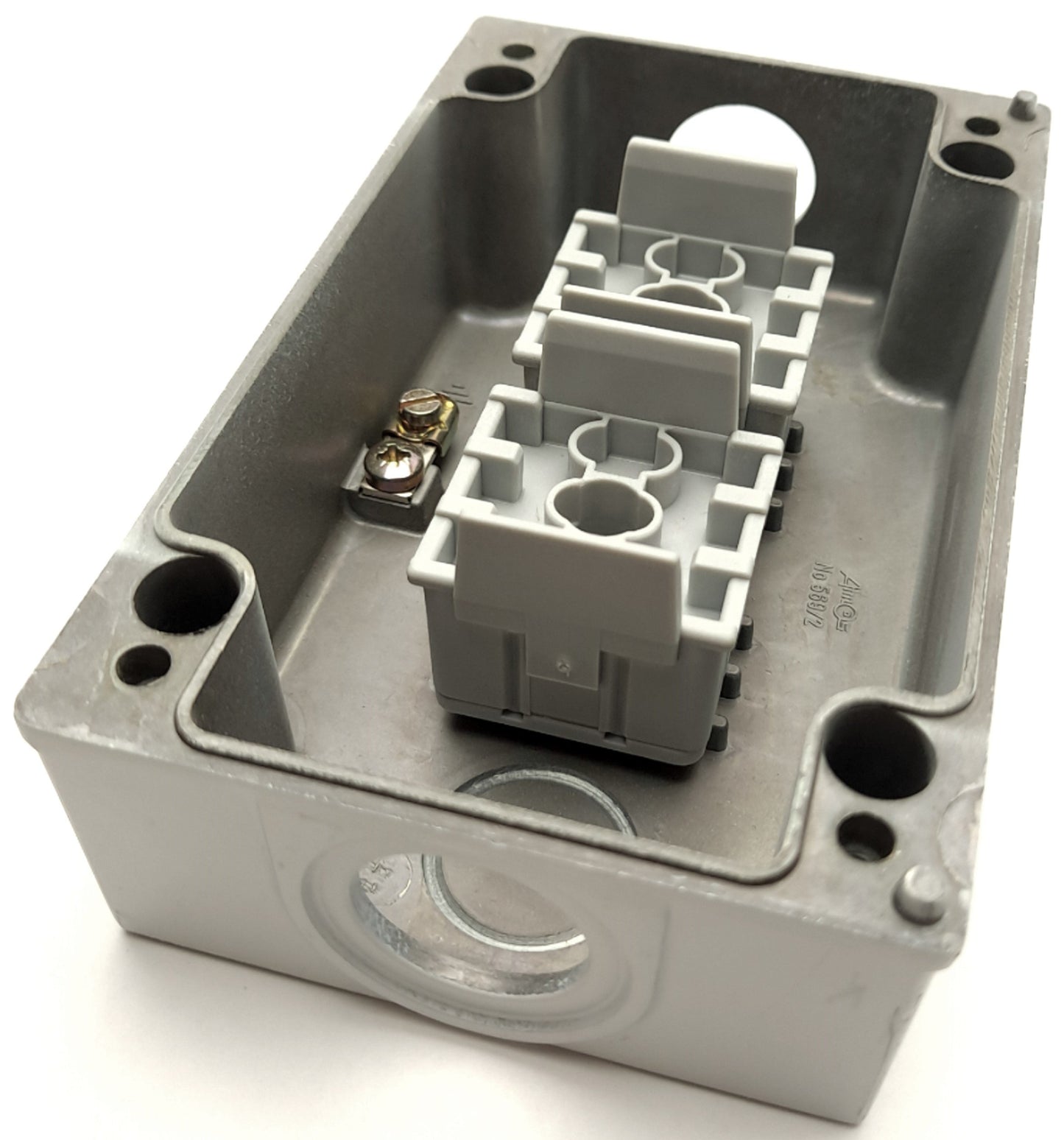 Used Sprecher + Schuh DZA 3-2A Push Button Enclosure, 2-Hole, Material: Aluminum