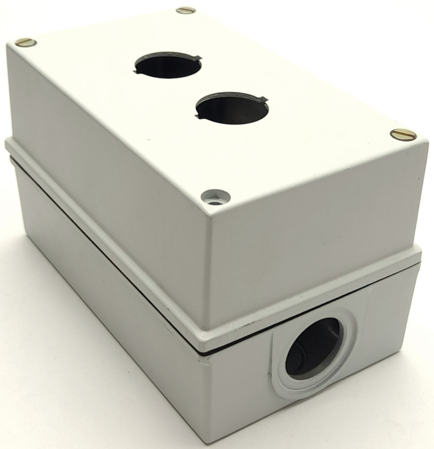 Used Sprecher + Schuh DZA 3-2A Push Button Enclosure, 2-Hole, Material: Aluminum