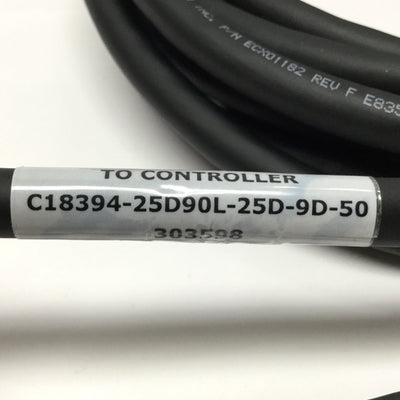Used Aerotech C18394-50 Rev E Configured Brushless Motor Feedback Cable 25-pin, 5m