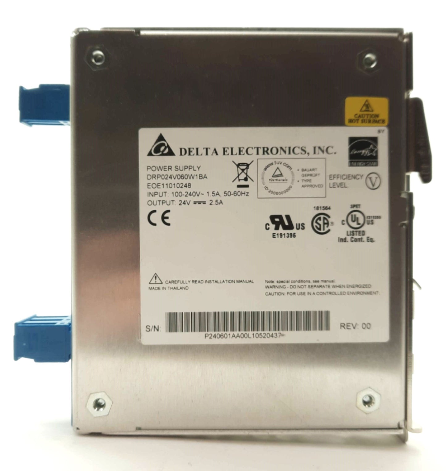 Used Delta Electronics DRP024V060W1BA Power Supply, Out: 24VDC 2.5A, In: 100-240VAC