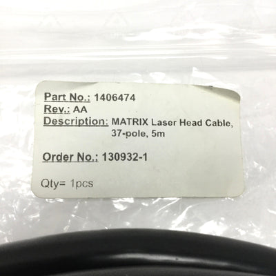 New Coherent 1406474 MATRIX High Power Laser Head Cable, 37-pin Male-to-Female, 5m