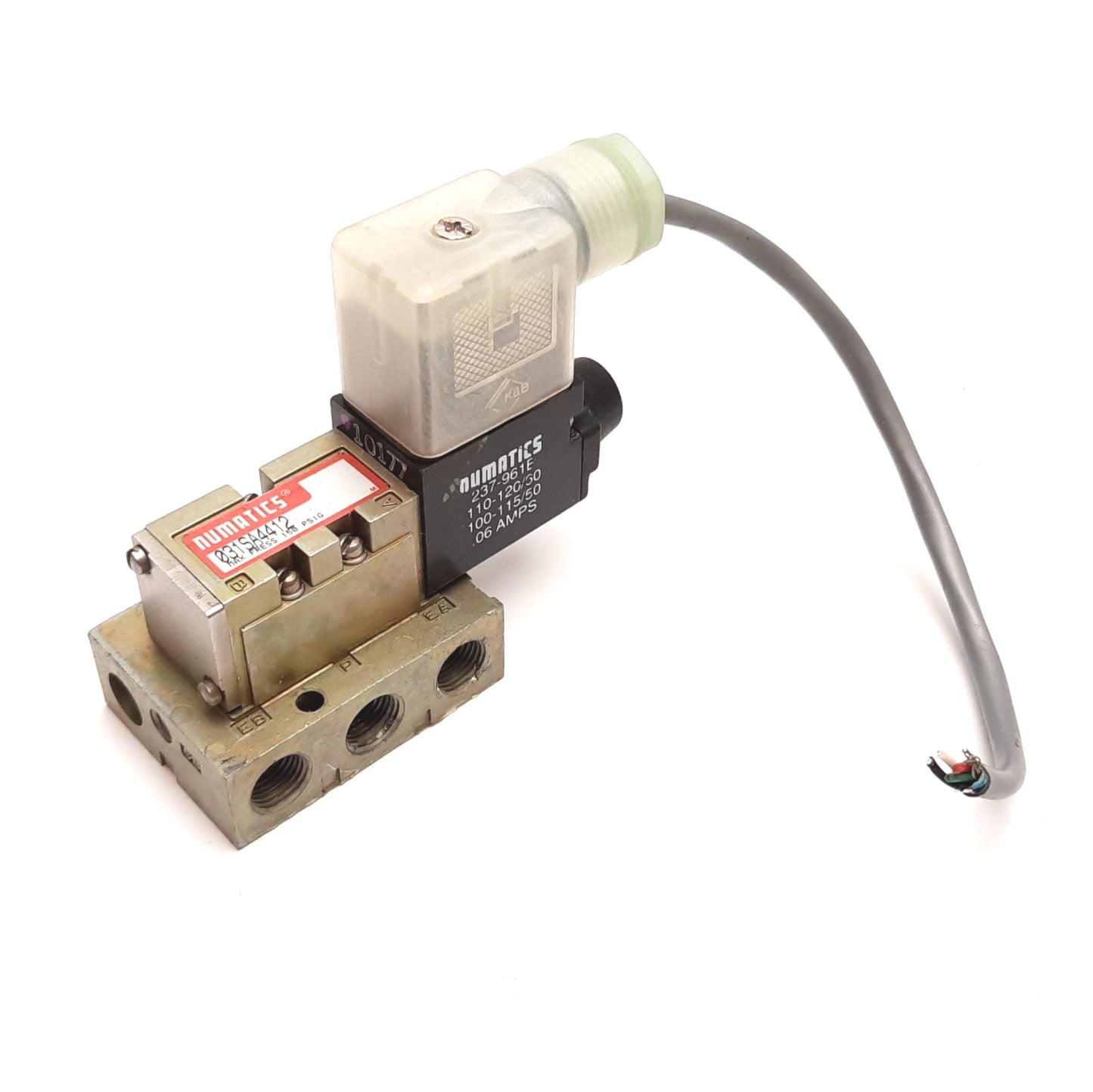Used Numatics 031SA4412 Solenoid Valve, 2-Position 5-Port, 100-120VAC, 150psi Max