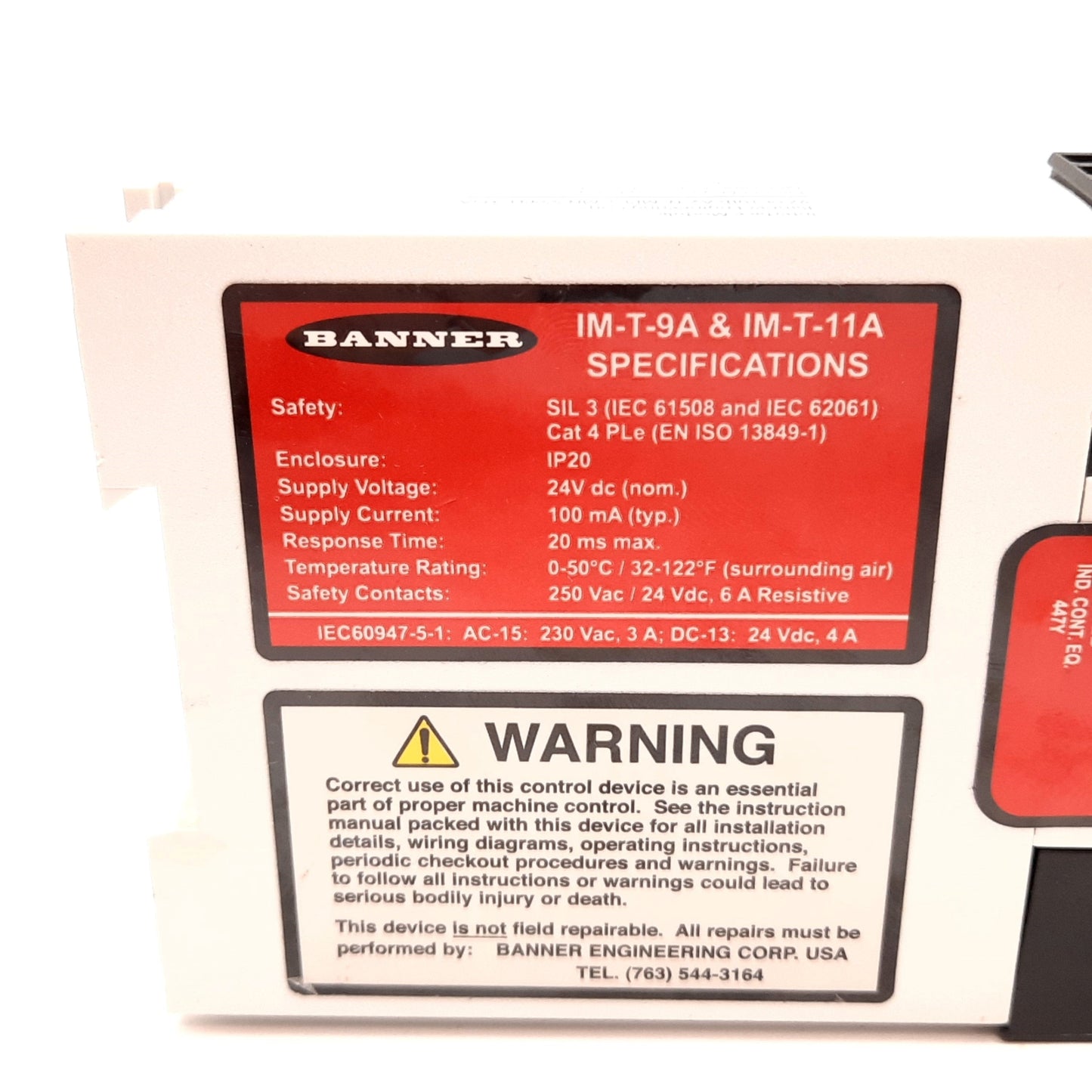 Used Banner IM-T-9A Light Curtain Safety Controller Relay Interface Module 3NO 6A