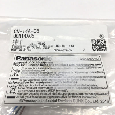 New Panasonic Sunx CN-14A-C5 Connector Attached Sensor Cable 4-pin, 5m