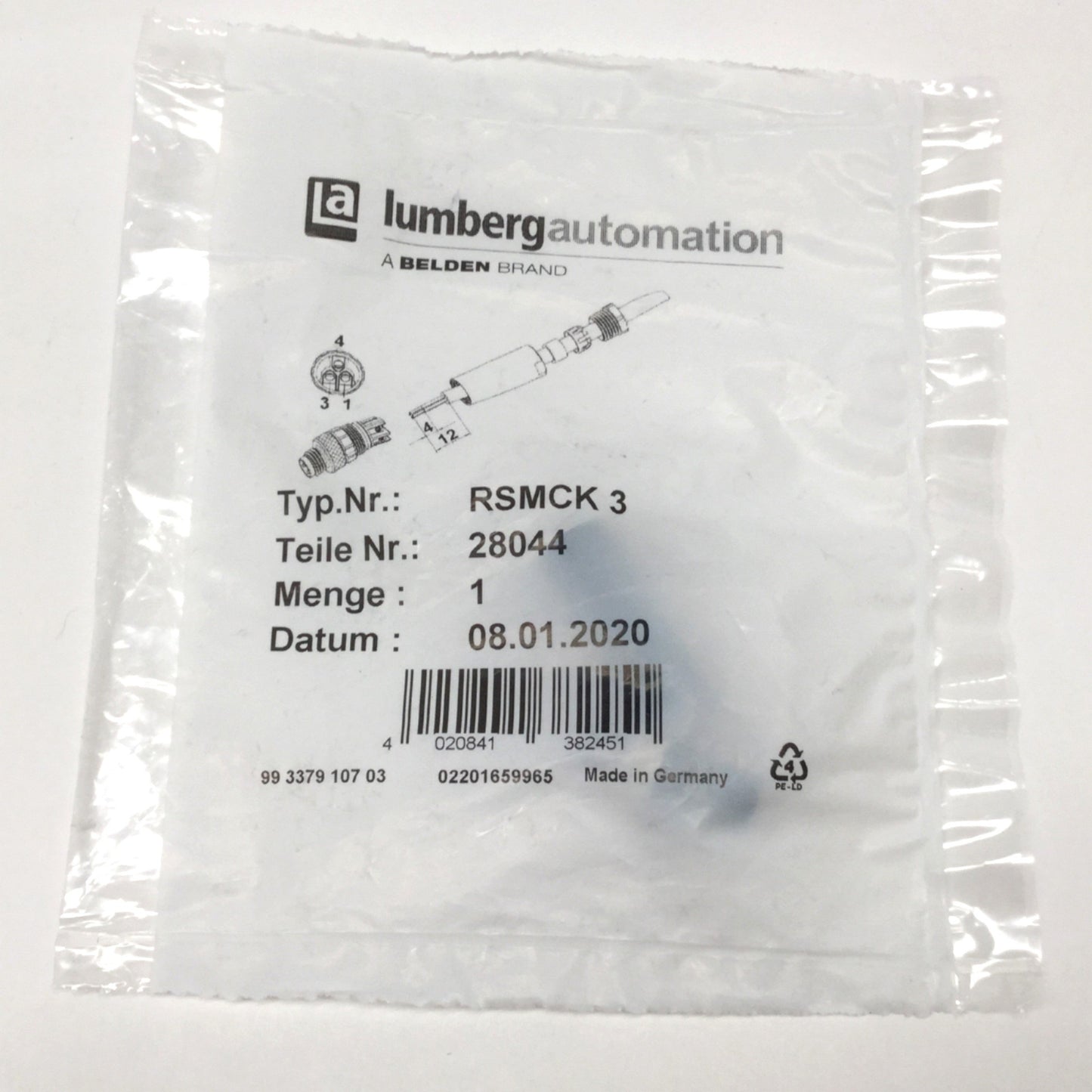 New Lumberg RSMCK-3 28044 Field Attachable Sensor Cable Plug Connector Pico M8 3-Pin