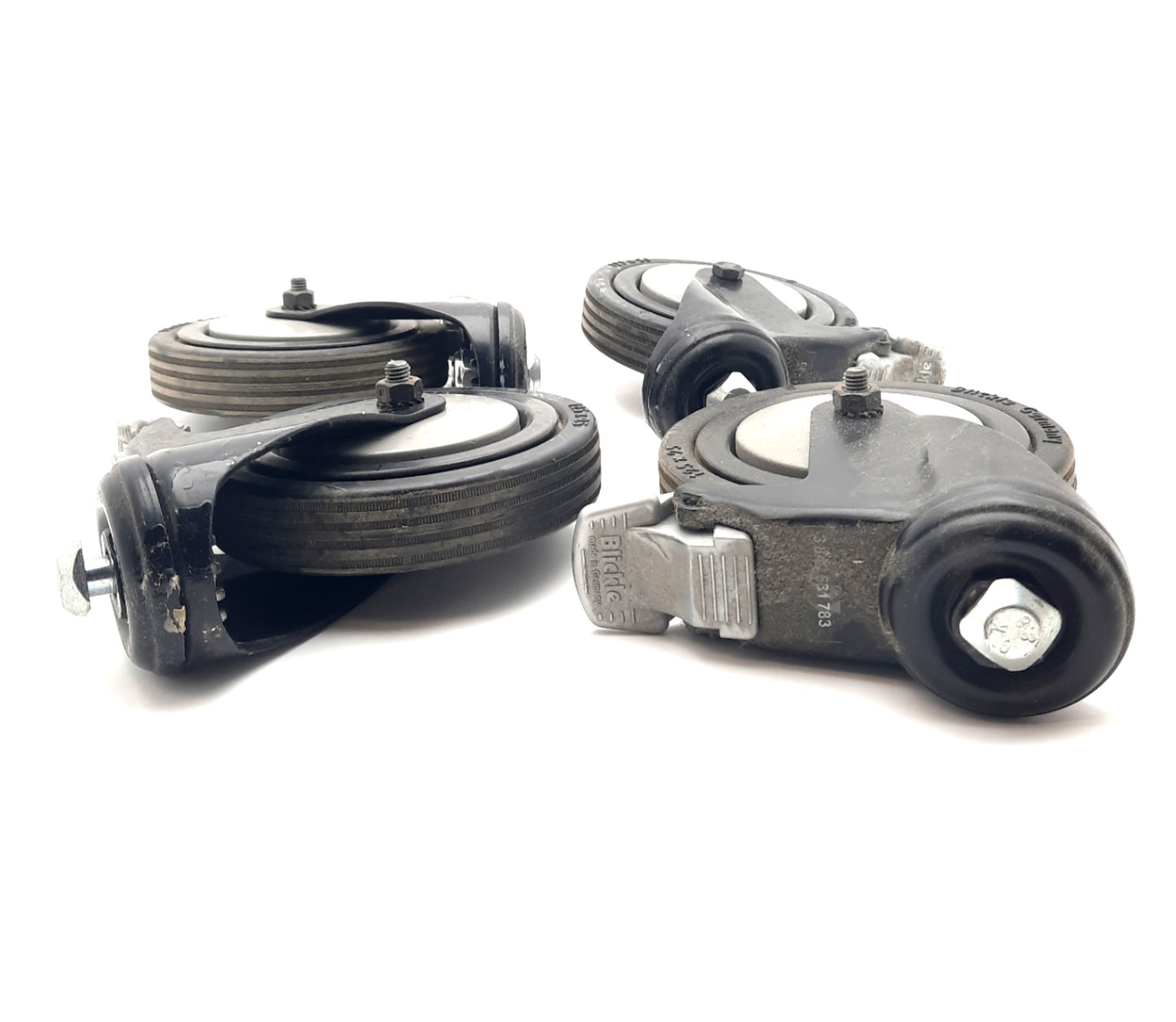 Used Set Of 4 Blickle Casters 125 x 25mm Swivel Casters With Stop-Fix Break 220Lbs