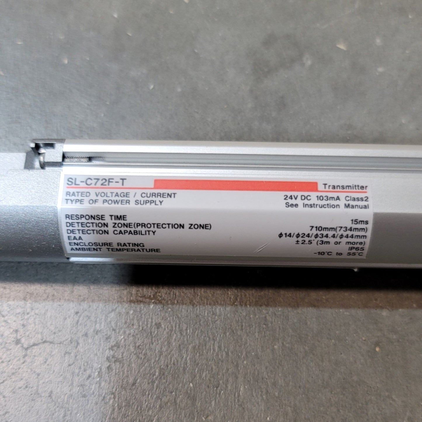 Used Keyence SL-C72F-T Light Curtain Transmitter 24VDC, 15ms, Detection Zone 720 mm