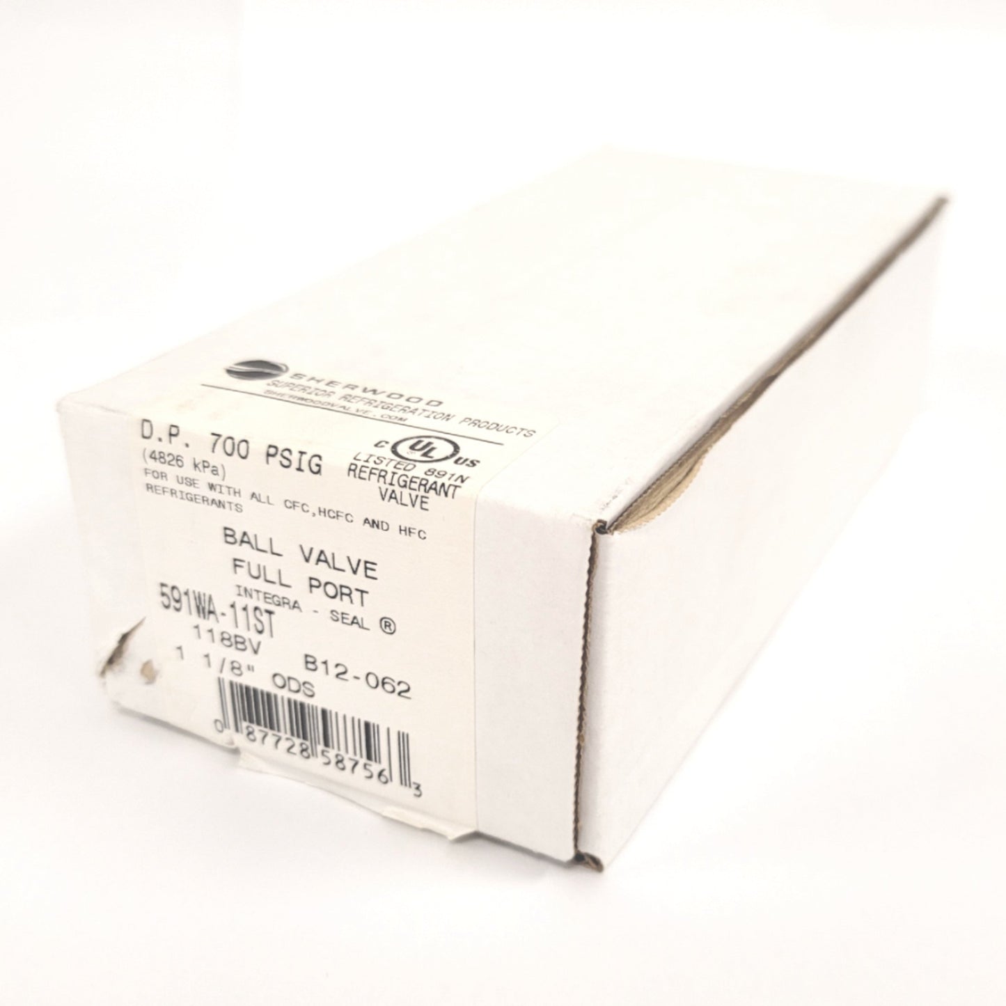 New Sherwood 591WA-11ST Refrigerant Shutoff Ball Valve 1-1/8" ODS, 62Cv, 700psi