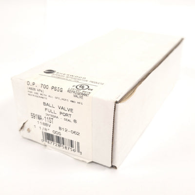 New Sherwood 591WA-11ST Refrigerant Shutoff Ball Valve 1-1/8" ODS, 62Cv, 700psi