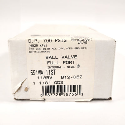 New Sherwood 591WA-11ST Refrigerant Shutoff Ball Valve 1-1/8" ODS, 62Cv, 700psi