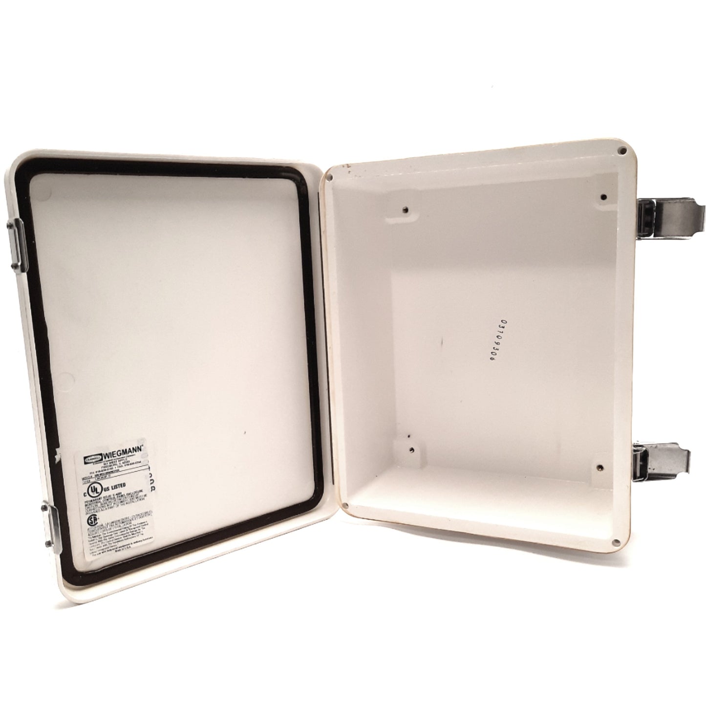Used Wiegmann HW-WHJ100804CHQR Type 4X Fiberglass Enclosure, 10" x 8" x 4"