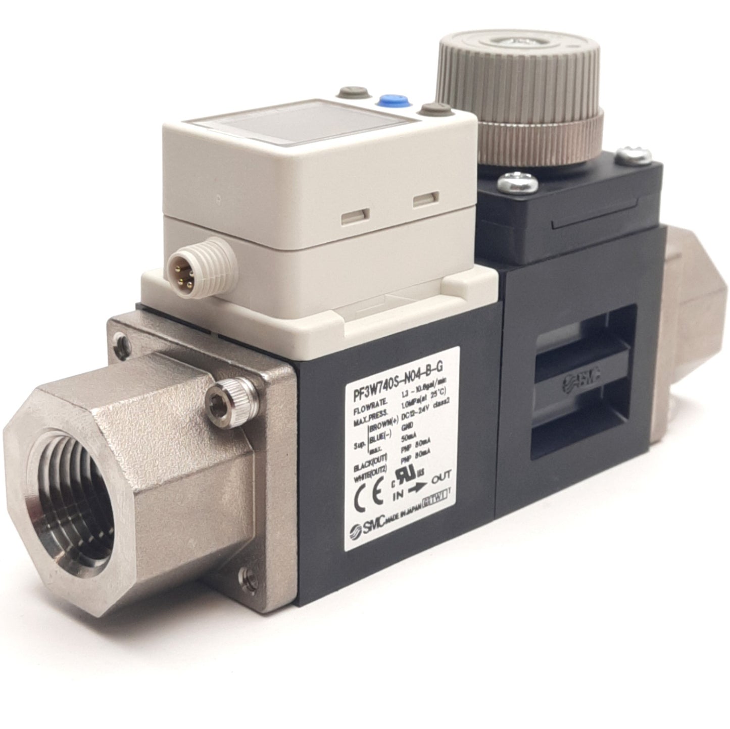 New SMC PF3W740S-N04-BN-G Digital Flow Switch 5-40L/min 1/2"NPT PNP 1.0MPa 12-24VDC