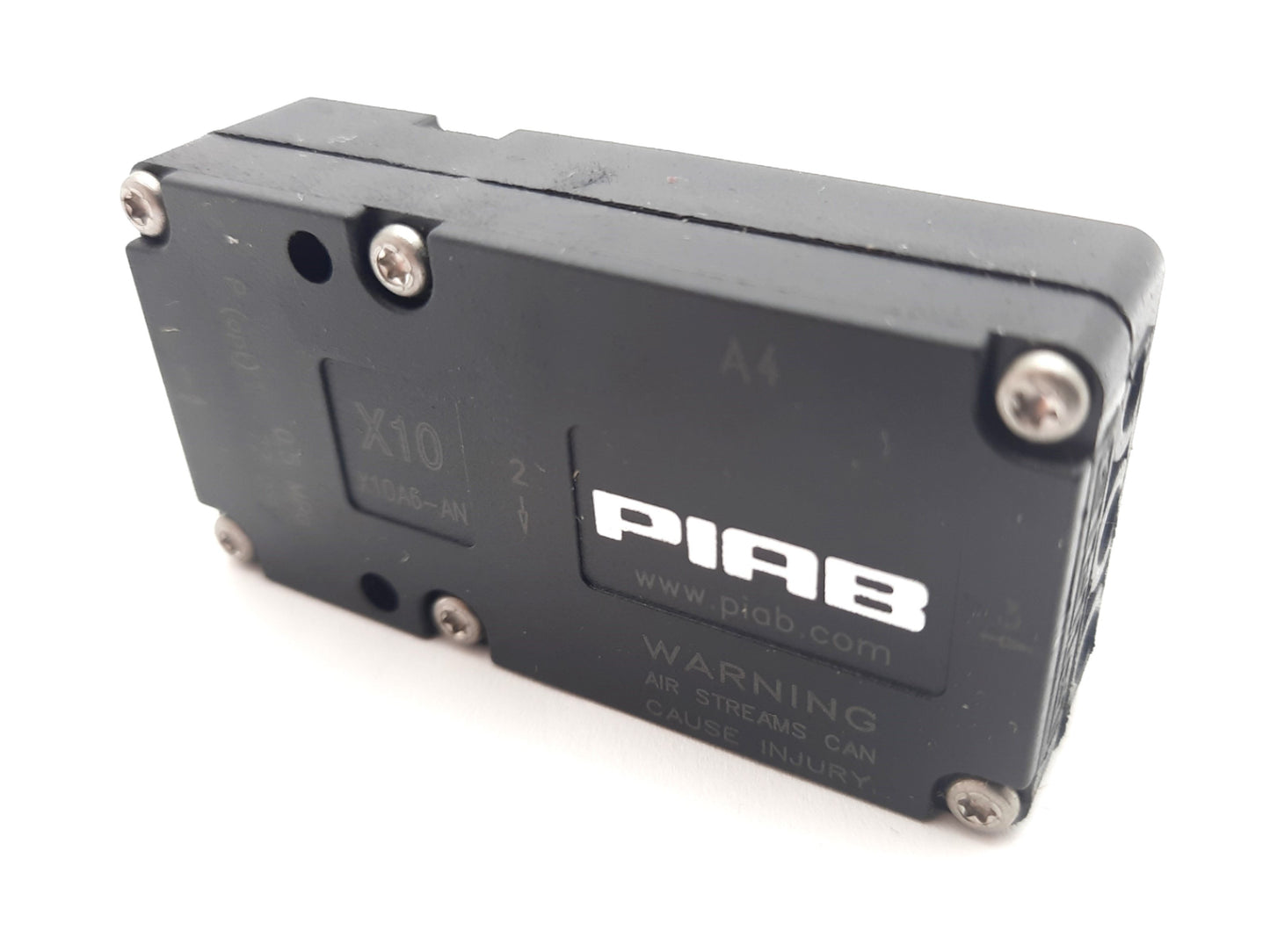 Used Piab X10A6-AN Vacuum Pump 24.5inHg 87 PSI 0.6MPa Max In 1/8"NPT Out 10-32