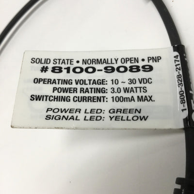 Used Tolomatic 8100-9089 Hall Effect Proximity Sensor Switch, Solid State, PNP-NO