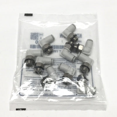New – Open box Lot of 10 SMC KQ2L04-U01N Pneumatic Male Elbow One-Touch Air Fittings, 4mm