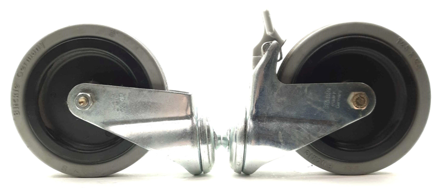 Used Set of 4 Bosch Light Duty Swivel Casters Ø125 x 25mm 220lbs 2x Locking 2x Non