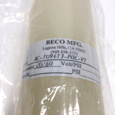 New Beco AC-109314-POL-VT Chemical Resistant Air Cylinder, Polypropylene, 8" Stroke