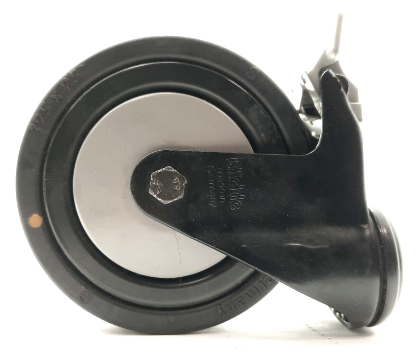 Used Lot of 4 Bosch 3842531783 Black Locking Swivel Casters, 220lbs, Ø125 x 25mm