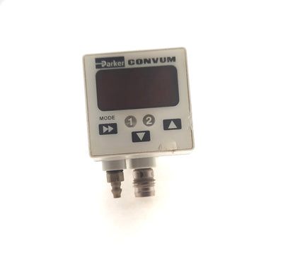 Used Parker MPS-V3N-NC Pressure Sensor, 10.8-30VDC, NPN, 0 to -30inHg, 1/8 NPSF Ports