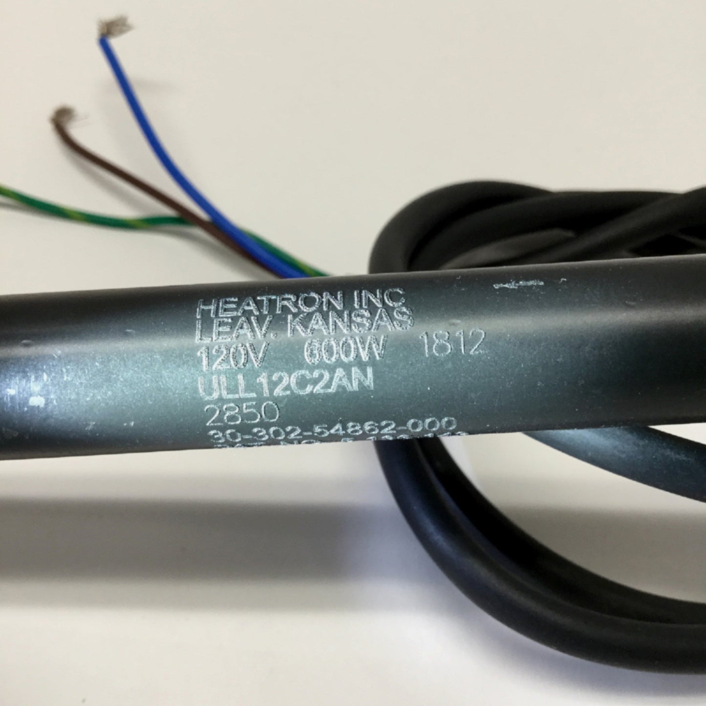 Used Heatron ULL12C2AN Immersion Cartridge Heater 120VAC 600W 12.5" Long x Ø5/8" Dia