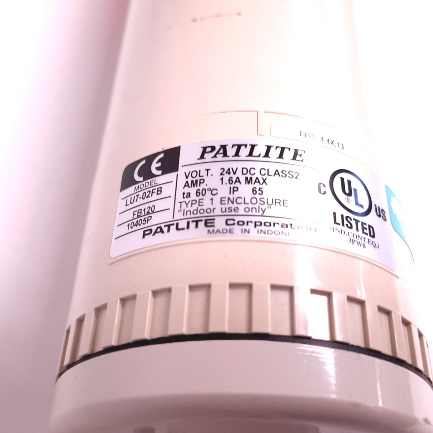 Used Patlite LU7-02FB LED Signal Alarm Light Tower, Red, Amber, Green Voltage: 24VDC