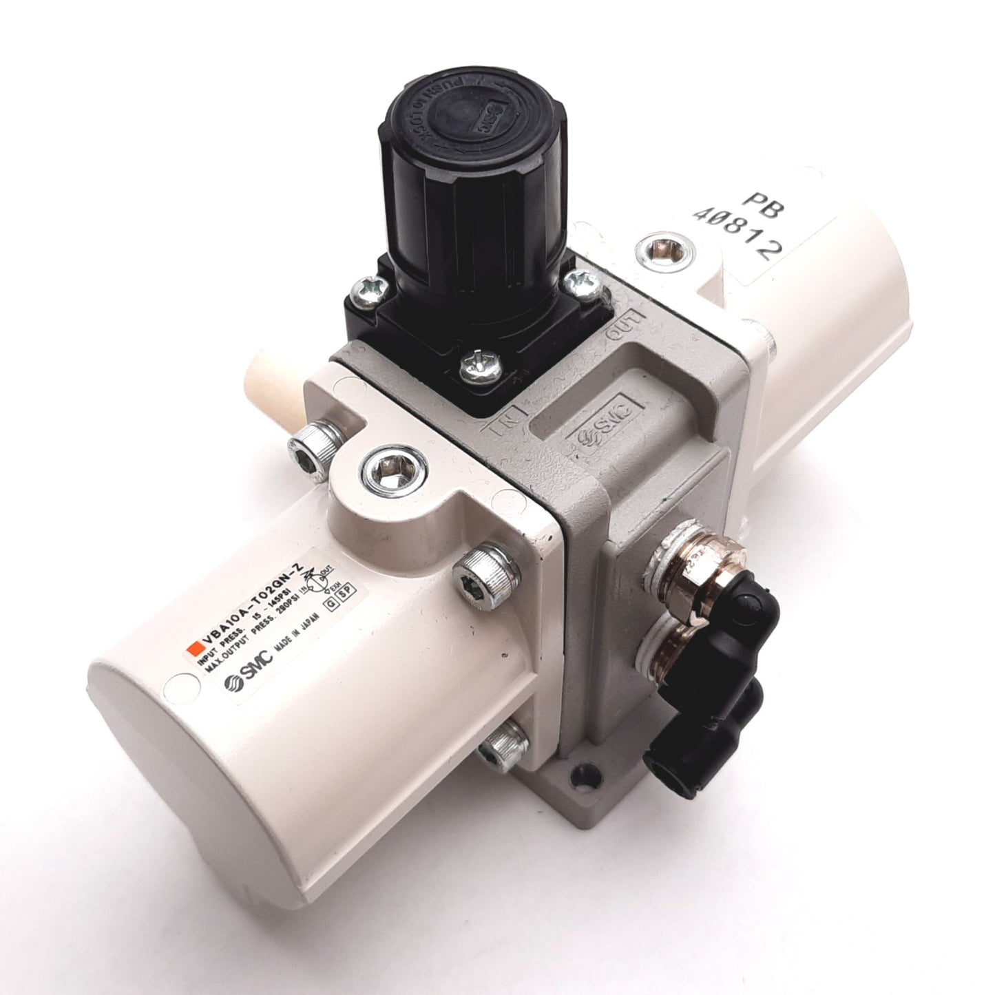 Used SMC VBA10A-T02GN-Z Booster Regulator, Input: 15-145psi, 2x Boost