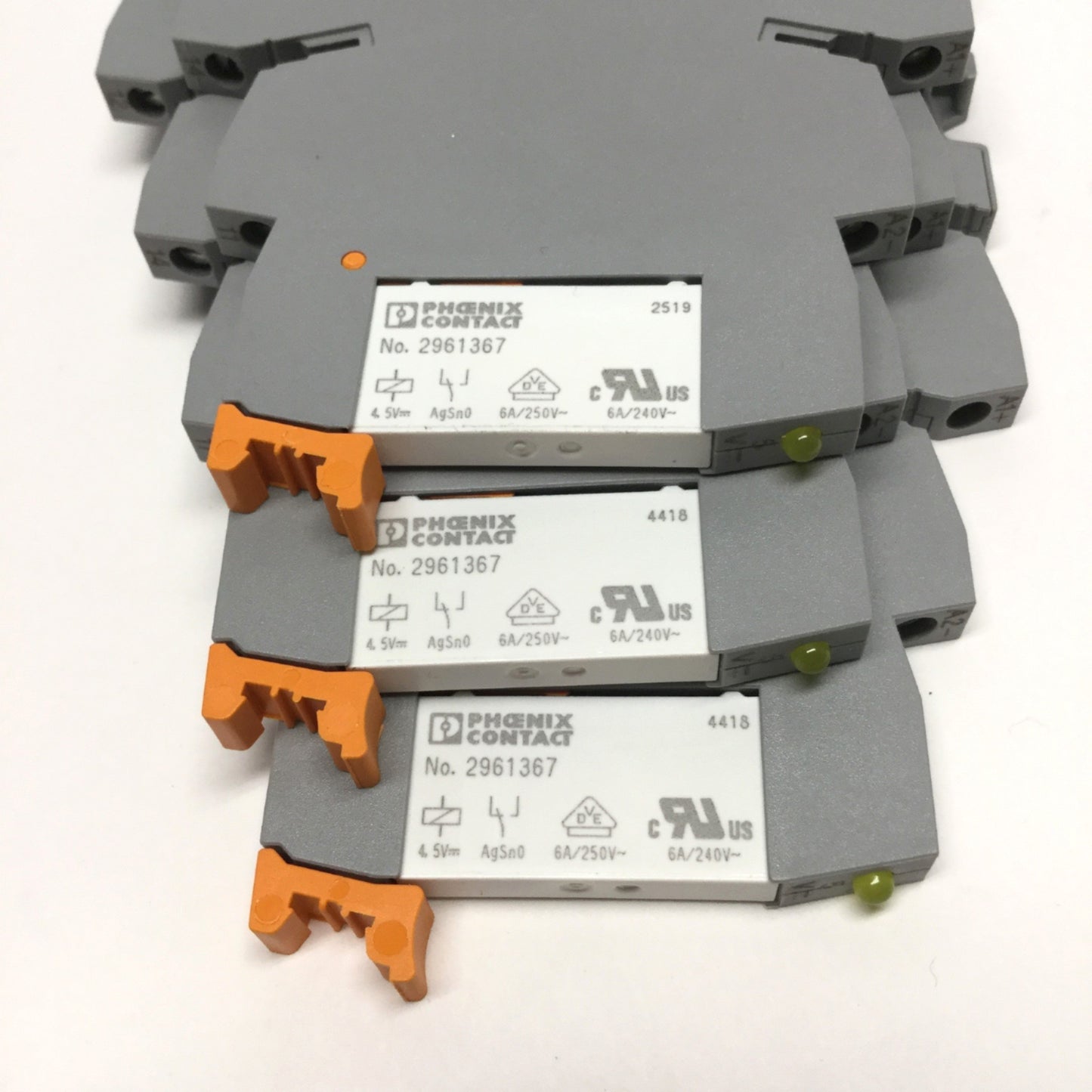 Used Lot of 3 Phoenix PLC-BSC-5DC/21 Terminal Block Base w/ 2961367 Relay 6A 250V