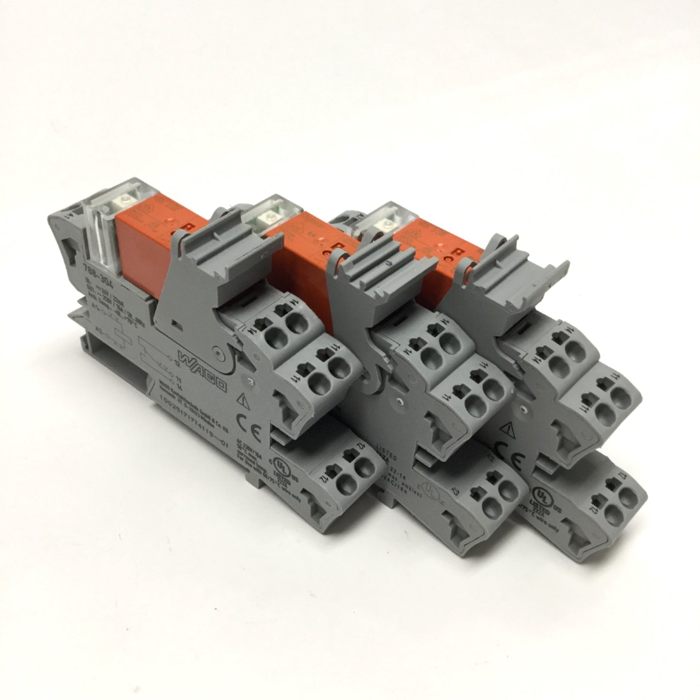 Used Lot of 3 Wago 788-304 Power Relay Module, 24VDC In, SPDT 16A 250VAC Out